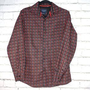 SILVER STONE COLLECTION BUTTON DOWN RED AND BLACK PLAID MENS SM, LONG SLEEVE